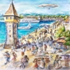 Lindau-Funny-Promenade, Aquarell Papier