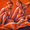Drei Grazie, Acryl Struktur auf Leinwand-70x100